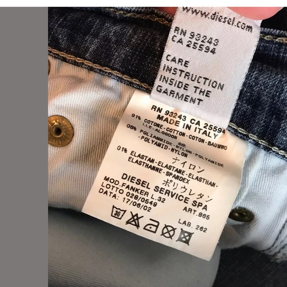 DIESEL Fanker Denim Jeans Straight Leg Medium Wash - Picture 7 of 7